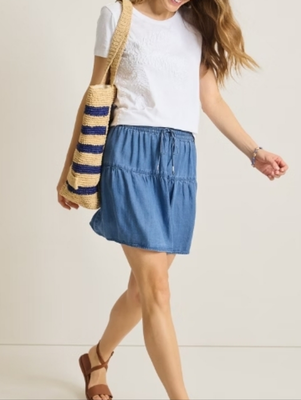 NWT Tommy Bahama Blue Denim Tiered Mini Skirt